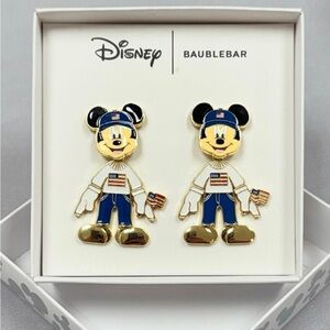 BaubleBar Mickey Mouse Earrings - Gold, Blue, White